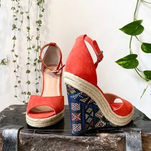 CHARLES by CHARLES DAVID  orange festive wedge